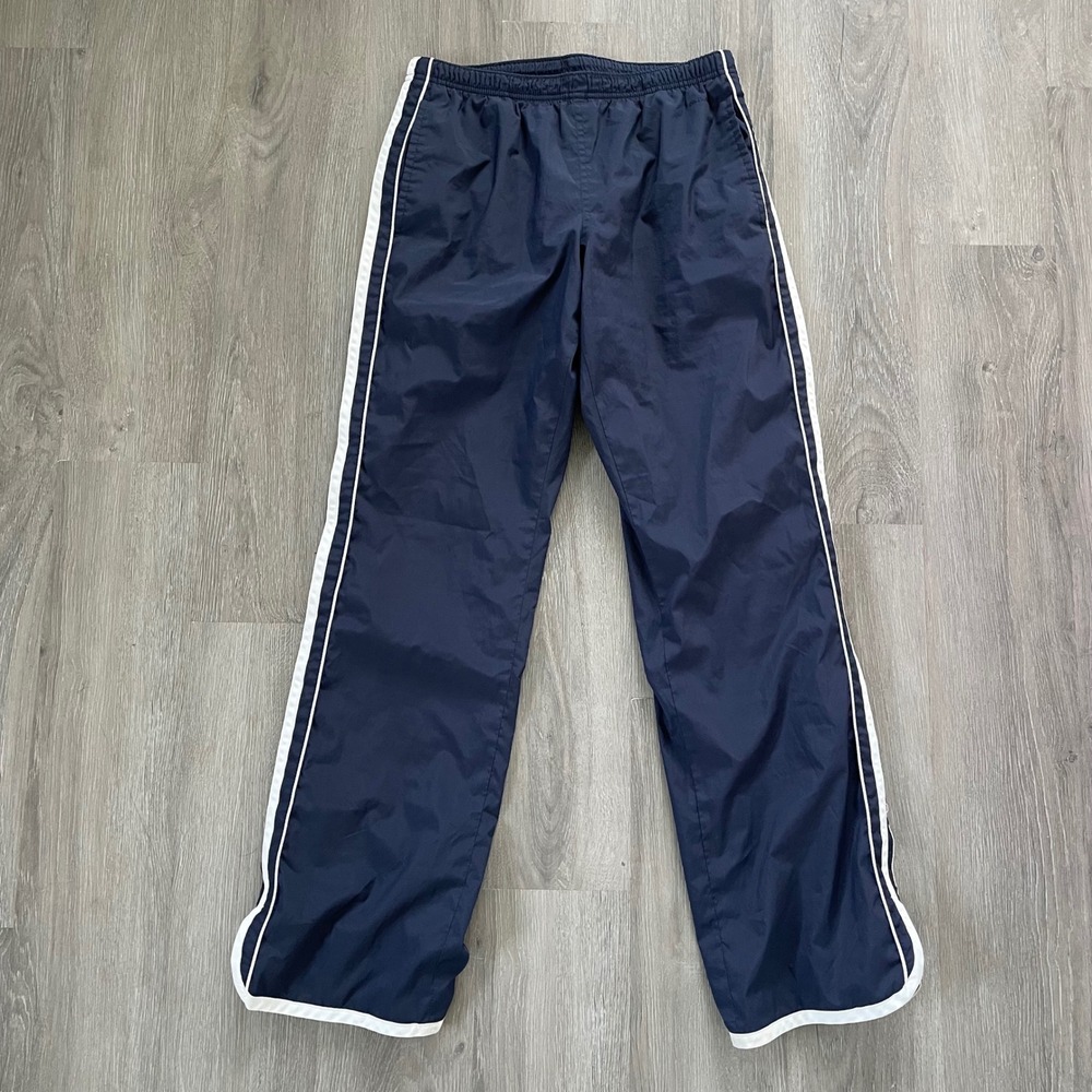 Old Navy Track Pants Mens Small Navy Blue Good Vintage Striped Windbreaker Mesh